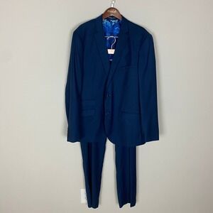 Paisley & Gray Slim Fit Suit Mens 46R W34/32L (fits 37x31) Blue Floral Blazer
